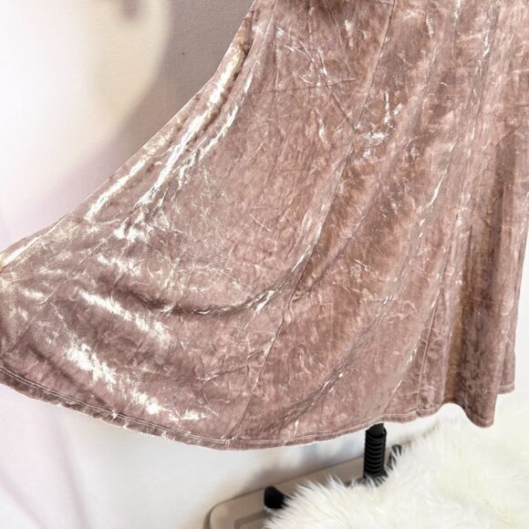 Adam Levine | Velvet Skater Dress | Pastel Pink Champagne | Sz S / M - Picture 6 of 8